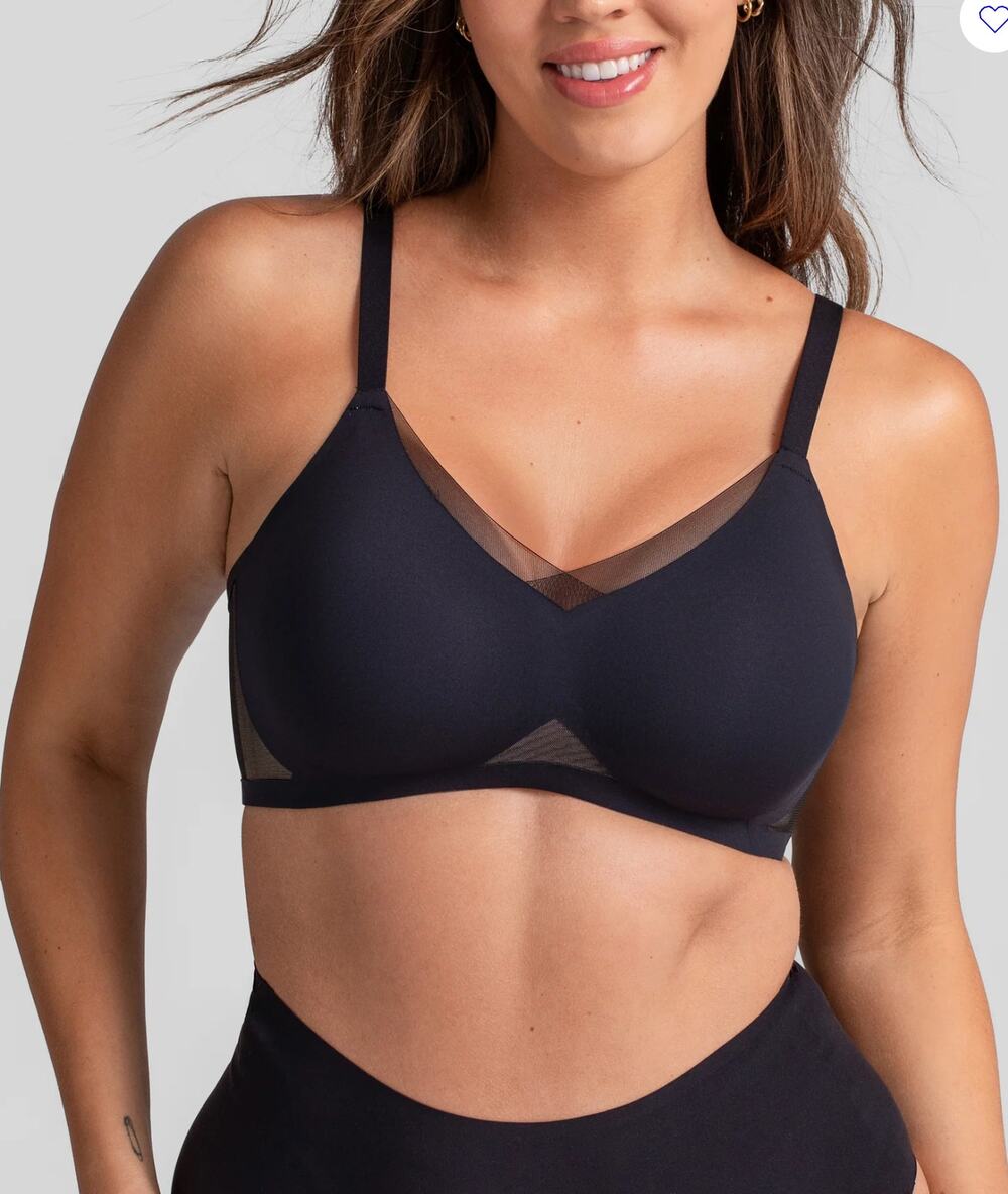 Honeylove Runway Black CrossOver Bra Wireless Convertible Size Large 38 B/C